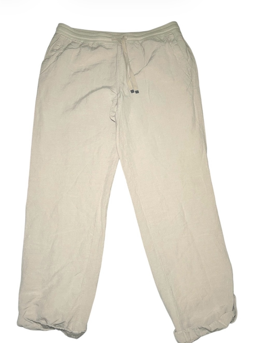 J. Jill Drawstring Linen Blend Light Cream Summer Pants Small Casual Outdoor